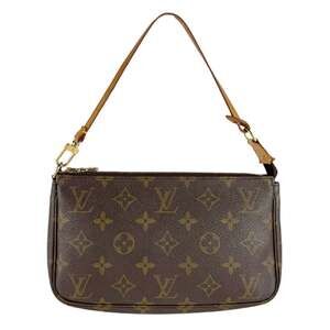 LOUIS VUITTON Brown Monogram Canvas Pochette Mini Bag